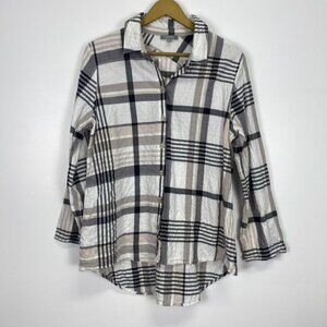 Habitat Plaid Button Down Lagenlook Top